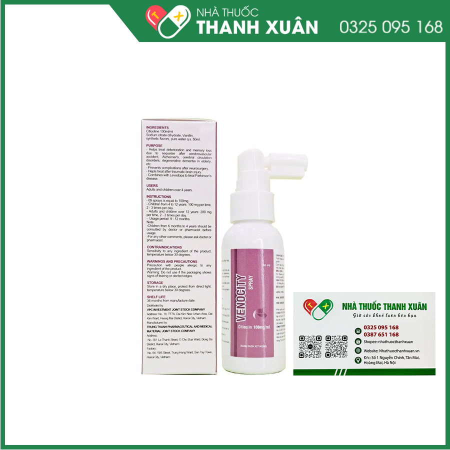 Venocity Spray hỗ trợ tình trạng suy giảm trí nhớ, phòng ngừa biến chứng phẫu thuật thần kinh